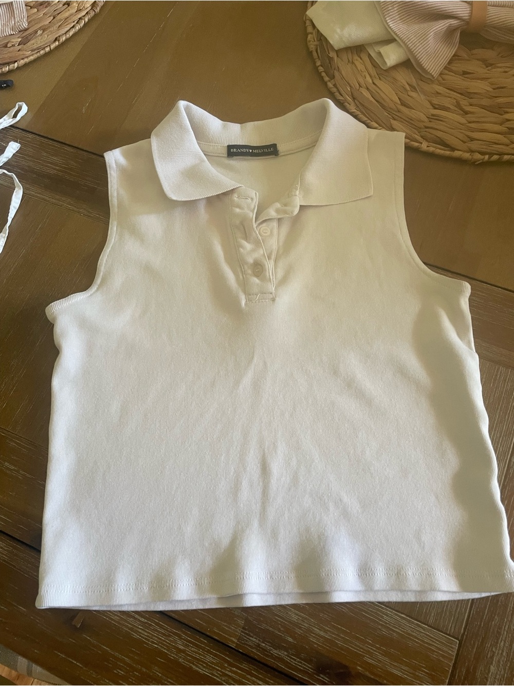 Brandy Melville Cream Polo Tank Top